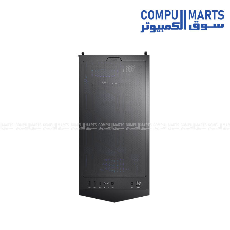 علبة ألعاب MSI MPG GUNGNIR 300R AIRFLOW متوسطة الحجم - أبيض وأسود - دعم E-ATX، مراوح ARGB PWM، تصميم تدفق هواء بانورامي
