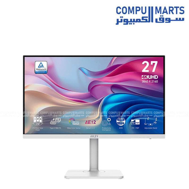MSI Modern MD272UPHW 27 Inch 4K UHD IPS Monitor DisplayHDR 400 98W PD Type-C