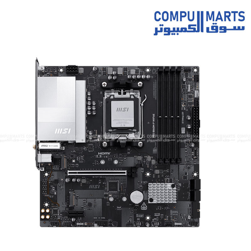 MSI PRO B840M-P WIFI6E Motherboard, AMD B840 chipset, AM5 socket, DDR5 support, PCIe 4.0, 2.5G LAN, Wi-Fi 6E, HDMI 2.1, Micro ATX motherboard