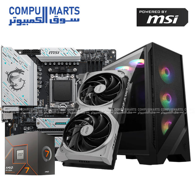 Ryzen 7 8700F with MSI RTX 5070 Ventus 2X Gaming PC full build with DDR5 and WiFi motherboard.