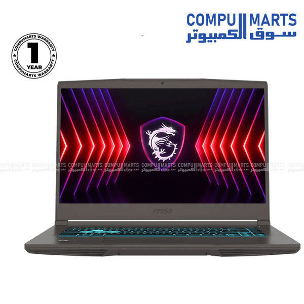 MSI Thin 15 B13VE Gaming Laptop Cosmos Grey – Front View (Egypt)