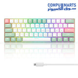 Ergonomic 60 percent mechanical keyboard with OEM profile and FN combination keys for gaming and typing