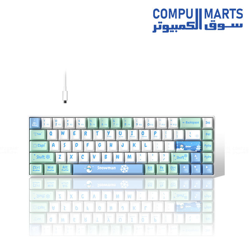 MageGee MK-Box Snoman Wired Pudding wired mechanical keyboard with 68 keys RGB lighting and detachable USB A-C cable available in Egypt