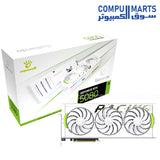 Manli White Gallardo GeForce RTX 5080 OC 16GB GDDR7 graphics card with 10752 CUDA Cores, 256-bit memory interface, 30Gbps memory speed, and triple cooler design available in Egypt