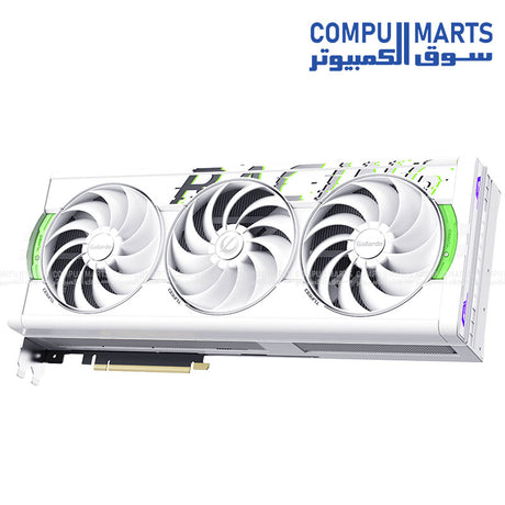 GeForce RTX 5080 OC GPU from Manli with 2295MHz base clock, 2670MHz boost clock, 960 GB/s memory bandwidth, and 3.5-slot cooling design at Compumarts