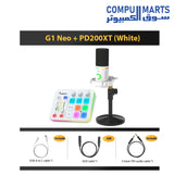 Front view of the Maonocaster G1 NEO gaming audio mixer showing customizable RGB lighting