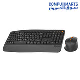 Meetion Director A2 wireless and bluetooth dual-mode ergonomic Arabic keyboard and mouse combo in black