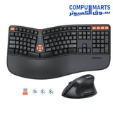 Meetion Director C2 ergonomic keyboard and mouse system with indicator lights showing active status and function monitoring during use