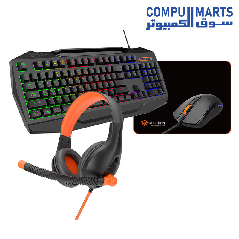 Meetion GAMING KIT 4*1 MOUSE HEADPHONE MOUSE PAD KEYBOARED MODEL C490