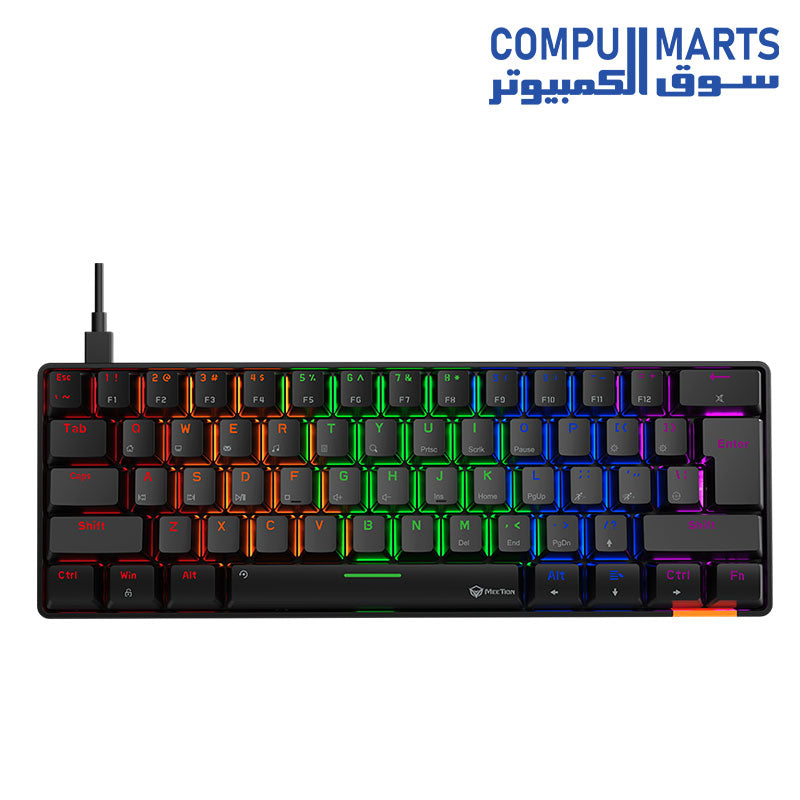 Meetion MK005 60% Blue switch Arabic Wired Mechanical Keyboard - BLACK