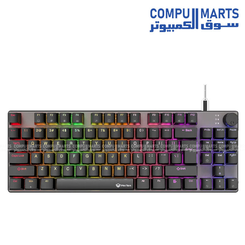Meetion MK008 PRO RGB 80 percent TKL Hot Swappable Red Switch Arabic Wired Mechanical Keyboard black