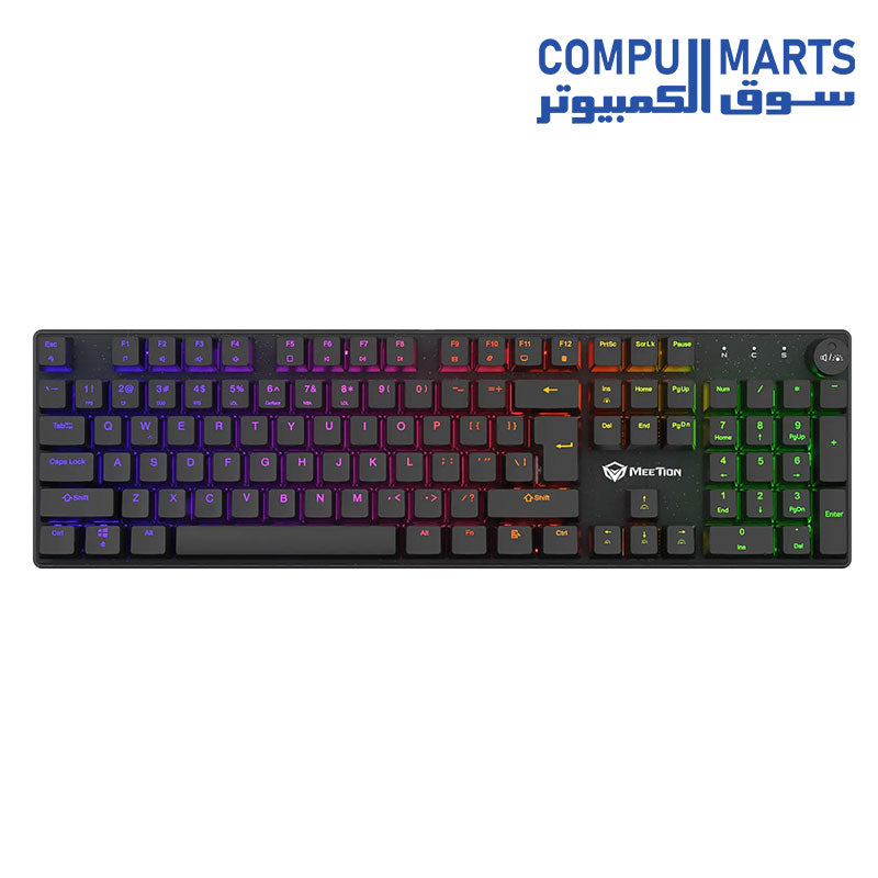 Meetion MK009RD mechanical keyboard with Double-shot ABS keycaps and metal matte panel