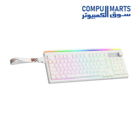 Top view of Meetion VibeKey B98 white membrane keyboard showcasing ABS double-shot keycaps and 98-key layout