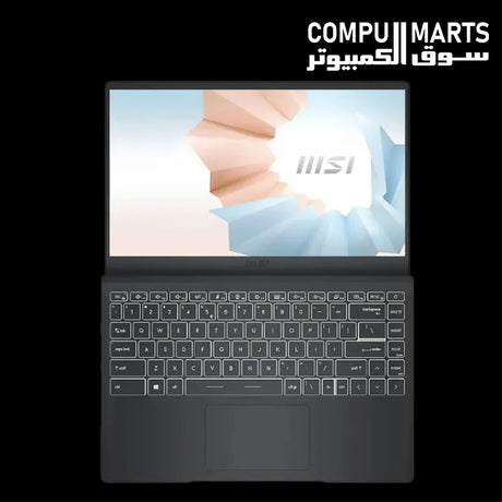 MSI Modern 14 B11M notebook with Intel UHD Graphics and white backlit keyboard