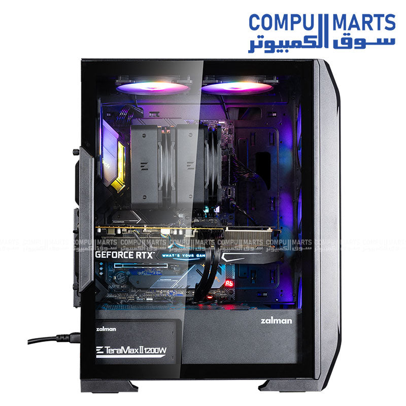 ZALMAN N7 PLUS V2 ATX Case RGB Fans Tempered Glass Front View