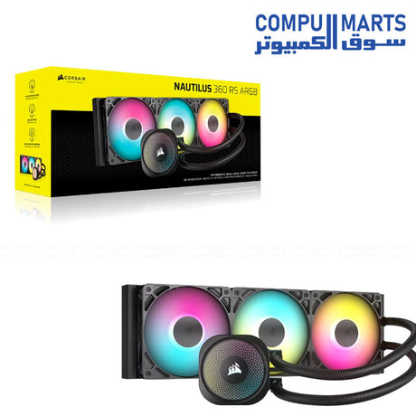 Corsair Nautilus 360 RS ARGB liquid CPU cooler 360mm White Black triple fan radiator Intel AMD compatible AIO cooling system