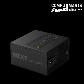 NZXT C750 Gold Core 750W fully modular ATX 3.1 power supply in black.