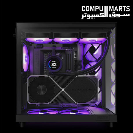 NZXT H6 Flow RGB Mid-Tower PC Case with 3 RGB fans and USB Type-C connectivity