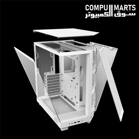 NZXT H6 Flow RGB PC case with two USB 3.2 Type-A ports, one USB 3.2 Type-C port and a headset jack