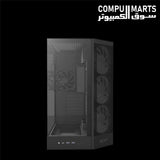 1. NZXT H9 Flow RGB mid tower case with four RGB fans, spacious interior, and advanced cooling support.