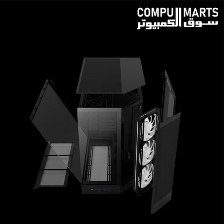 NZXT H9 Flow RGB computer case with USB Type-C connectivity and back-connect motherboard support.
