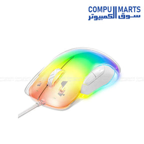 Black ONIKUMA CW925 gaming mouse showcasing RGB lighting, scroll wheel, and side buttons