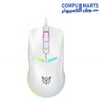 ONIKUMA CW929 White gaming mouse with Insta A825 sensor, adjustable 400 to 6400 DPI settings, RGB lighting, 6 programmable buttons, and 50M click durability