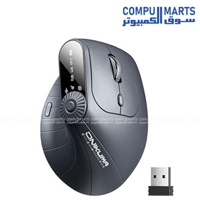 ONIKUMA CW932 ergonomic rechargeable vertical mouse with 2.4G BT1 BT2 connectivity, USB receiver support, up to 3 devices, 2400 DPI, and 8 buttons