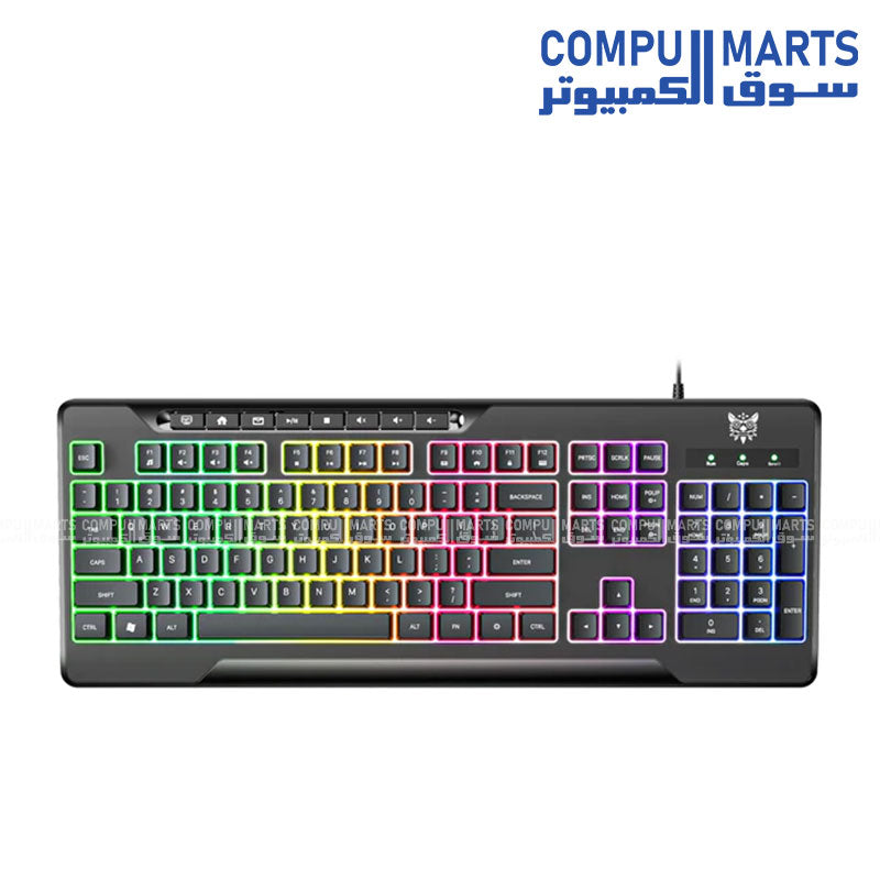 ONIKUMA G32 wired gaming keyboard 104 keys USB membrane RGB backlit matte black full size keyboard