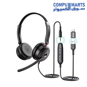 ONIKUMA X81 headset with immersive surround sound, noise-cancelling mic, LED light, memory foam ear cushions, and USB-C USB 3.5mm connectivity for PC Laptop PS5 PS4 Xbox and Switch