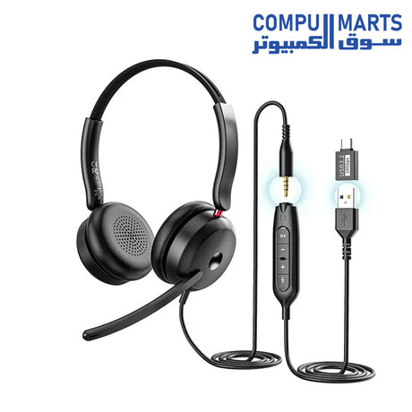 ONIKUMA X81 headset with immersive surround sound, noise-cancelling mic, LED light, memory foam ear cushions, and USB-C USB 3.5mm connectivity for PC Laptop PS5 PS4 Xbox and Switch