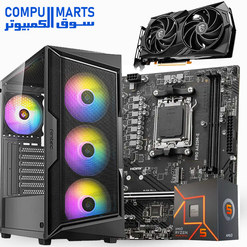 Offer 6-6 Bundle - Ryzen 5 7500F | MSI PRO A620M-E | 16GB DDR5 4800MHz | RTX 4060 8GB | 256GB NVMe | Antec AX61