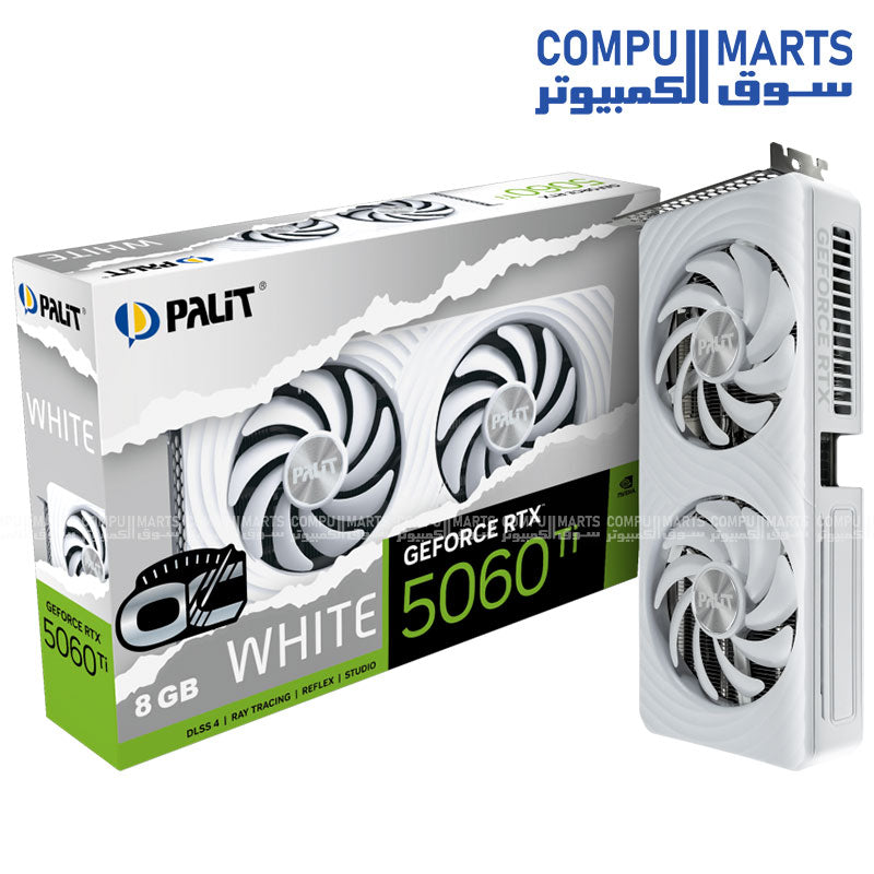 PALIT GeForce RTX 5060 Ti White OC 8GB GDDR7 graphics card with 4608 CUDA Cores and PCI-E