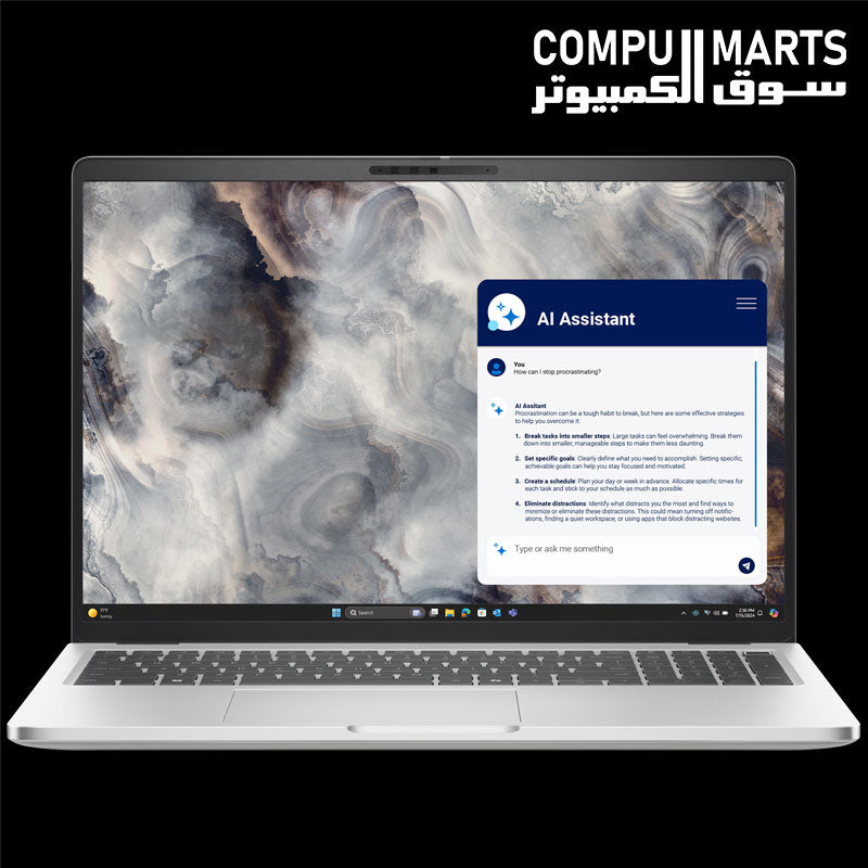 Dell Pro 16 laptop in Platinum Silver with Intel Core Ultra 5 235U processor