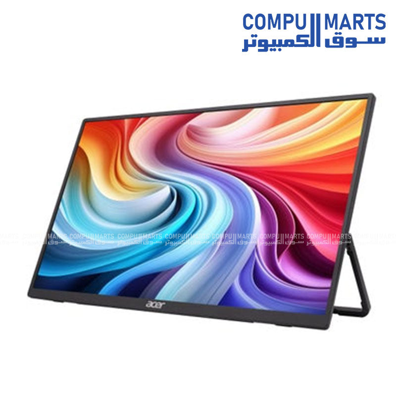 Acer PM161Q B1bmiuux portable monitor slim side profile and 0 to 90 degree tilt angle support