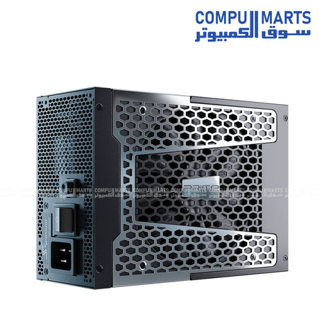 Seasonic Prime TX-1600 1600W Titanium Fully Modular PSU with black braided cables and digital hybrid fan
