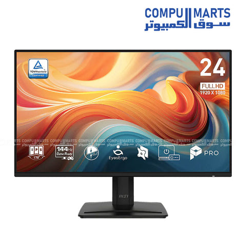 MSI PRO MP242 E14A 144Hz IPS Monitor with 23.8 inch Full HD display, 1ms MPRT response time, Adaptive-Sync technology and HDR Ready support