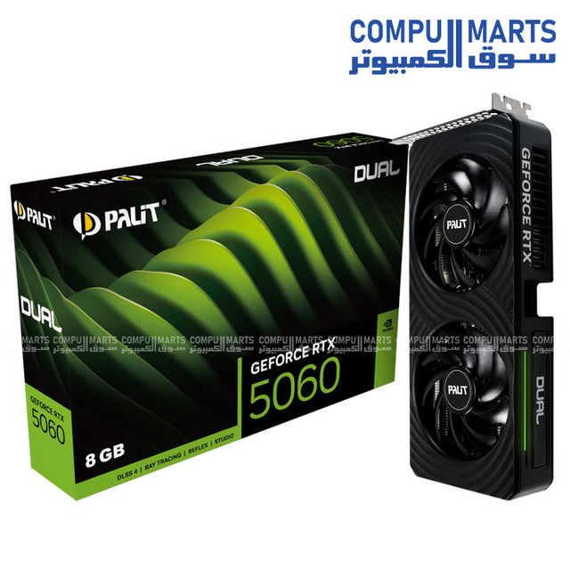 Palit GeForce RTX 5060 Dual 8GB GDDR7 Graphics Card – Dual-Fan Cooling – PCIe 5.0 – RGB Lighting – Blackwell Architecture