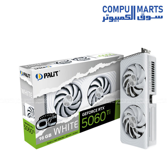 Palit RTX 5060 Ti White OC 16GB GDDR7 2602MHz dual fan PCIe 5.0 graphics card white design Egypt