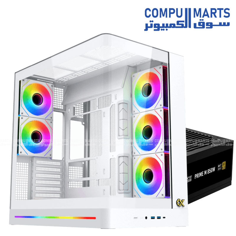 Xigmatek gaming hardware bundle including Pano II Air chassis paired with PRIME M 850W 80 Plus Gold certified power supply unit
