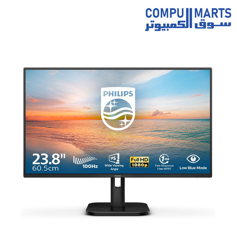 Philips 24E1N1100D 24" FHD IPS Monitor – 100Hz, 1ms MPRT, Adaptive Sync, Ultra-Slim Design, 1000 Series