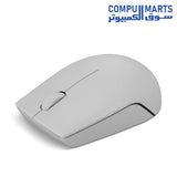Portable Lenovo wireless mouse designed for everyday PC use with optical sensor technology, long button lifecycle, ergonomic contour shape, and Nano USB wireless receiver support