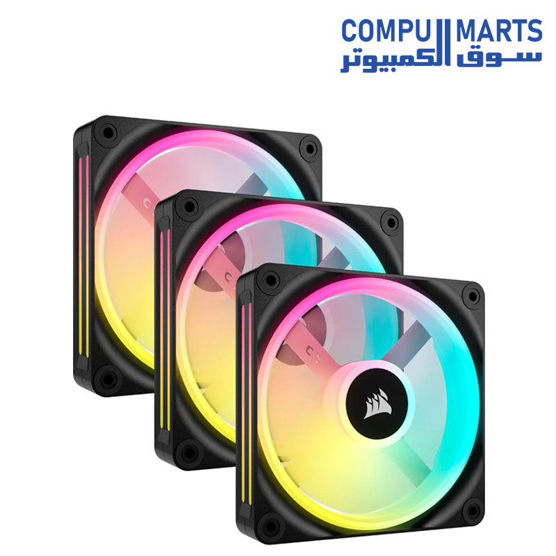 مروحة تبريد حاسوب CORSAIR iCUE LINK QX120 RGB بمقياس 120 مم بتعديل عرض النبض (PWM) مع عُدّة بدء التشغيل التي تتضمن موزع تحكم iCUE LINK

