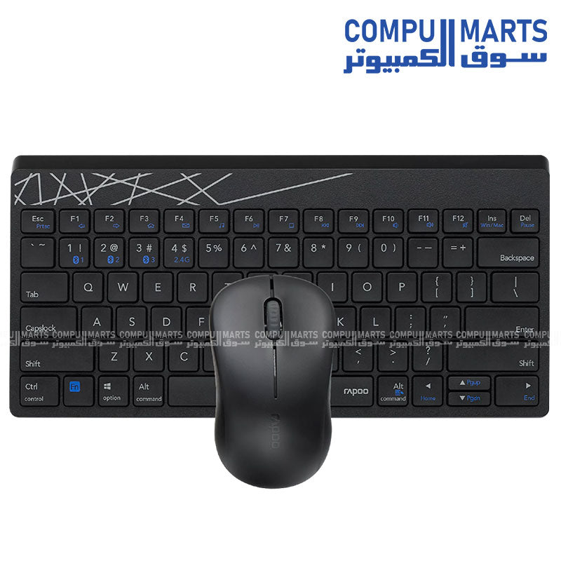 RAPOO 8000M Multi-Mode Wireless Desktop Set Bluetooth 2.4GHz Keyboard and Mouse