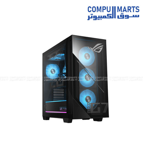 ROG G700 2025 gaming desktop with Ultra 7 processor, RTX 5070 graphics, 32GB RAM, and RGB lighting.