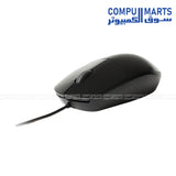 Rapoo N100 black USB wired mouse on white background – ergonomic design
