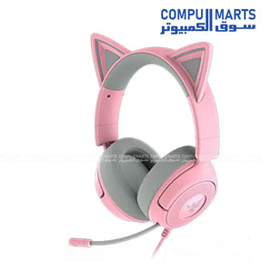 Razer Kraken Kitty V3 X White over-ear gaming headset featuring signature kitty ears and lightweight design