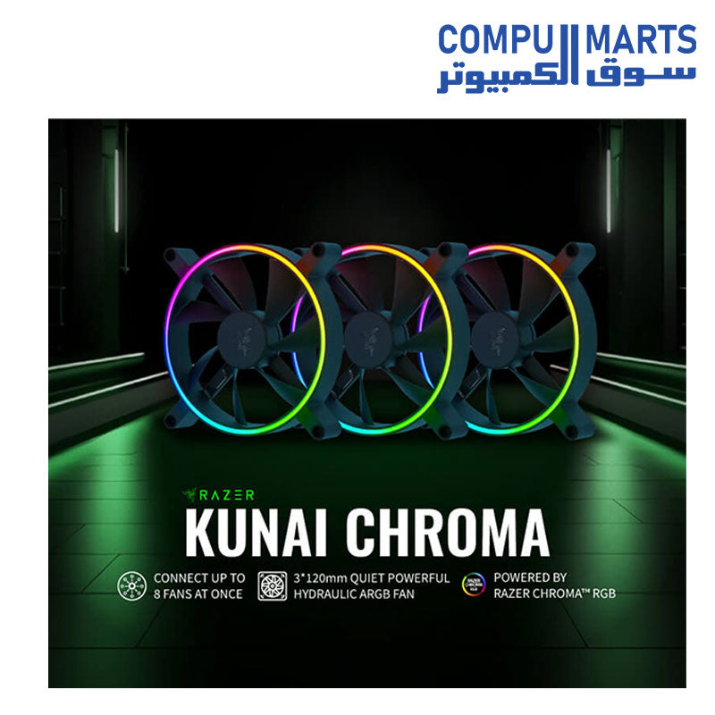 RAZER KUNAI CHROMA 120mm PWMファン Razer Kunai Chroma Hydraulic RGB LED PWM Performance Fan