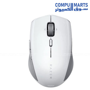 Razer Pro Click Mini wireless mouse in white with Bluetooth, HyperScroll Technology and 7 programmable buttons from Compumarts