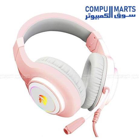 Redragon H260 Hylas pink RGB wired gaming headset with noise cancelling mic